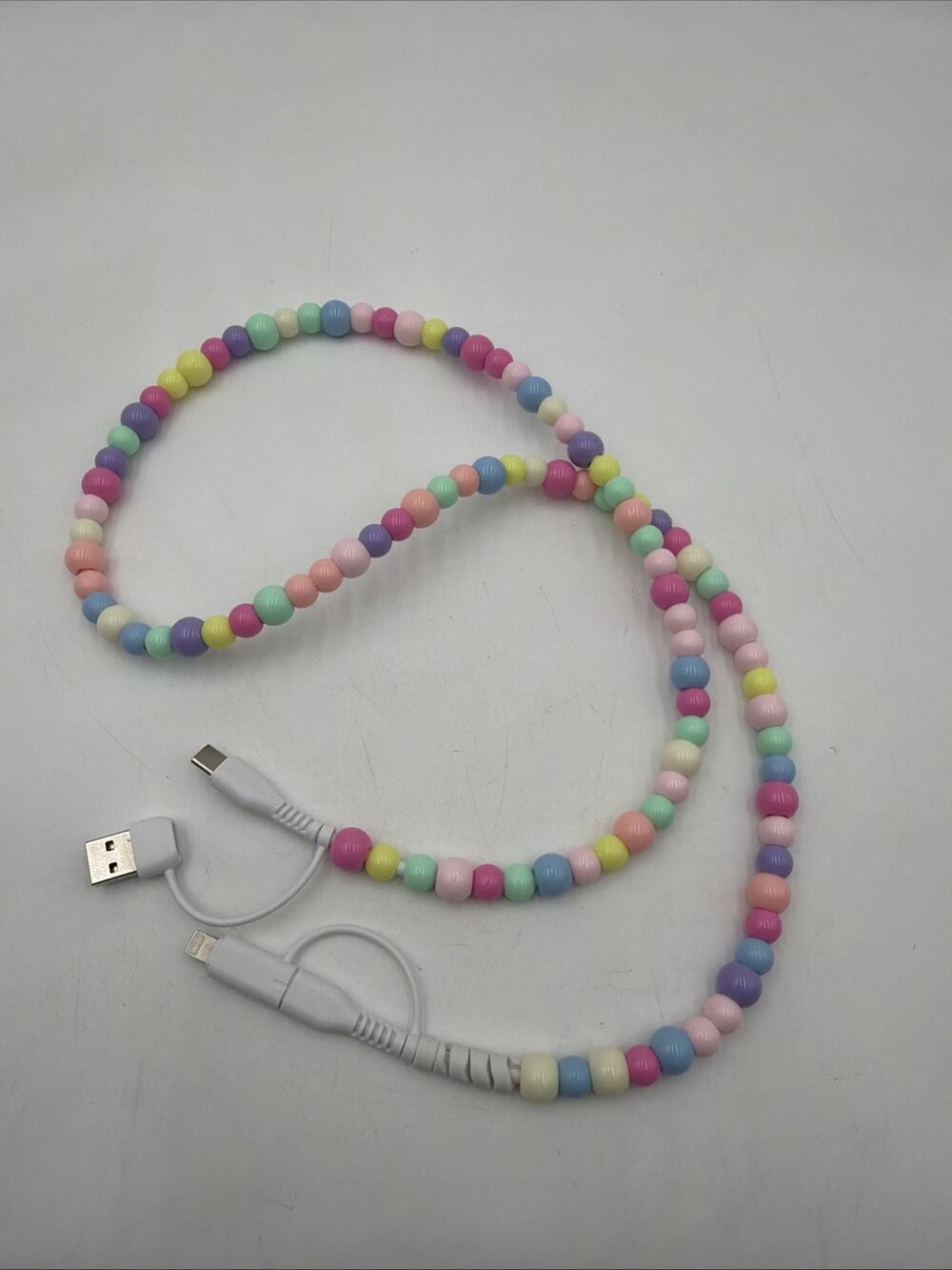 Beaded USB Cable 2-in-1 USB-C to USB-A Data Charging Cable